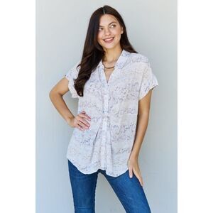 Oddi Full Size Floral Paisley Print Twist Tunic Top